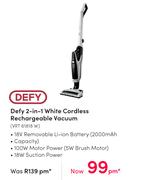 Defy 2 In 1 White Cordless Rechargeable Vacuum VRT 61818 W
