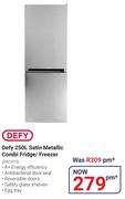 Defy 250L Satin Metallic Combi Fridge/Freezer DAC473