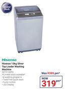 Hisense 13Kg Silver Top Loader Washing Machine WTX1302S