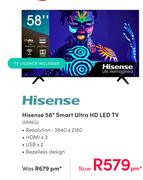 Hisense 58" Smart Ultra HD LED TV 58A6G