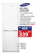 Samsung 400Ltr White Combi Fridge RB31FSRNDWW