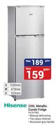 Hisense 220Ltr Metallic Combi Fridge H220TME