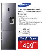 Samsung 310Ltr Inox Stainless Steel Fridge/Freezer With water Dispenser RL48RWCIH1