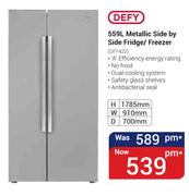 Defy 559Ltr Metallic Side By Side Fridge/Freezer DFF422