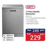 Defy 12 Place Metallic Dishwasher DDW176
