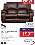 Calgan Lyla 2 Division Leatherette Static Couch (Gauteng Only)