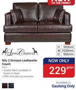 Linea Classica Ritz 2 Division Leatherette Couch (Gauteng Only)