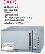 Defy 34L Metallic Grill Microwave Oven DMO343
