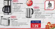 Defy Inox Coffee Maker KM630 + Defy Inox Kettle WK630S + Defy Inox Toaster TA630SS