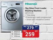 Hisense 7kg Silver Front Loader Washing Machine WFE7010S