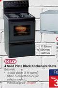 Defy 4 Solid Plate Black Kitchenaire Stove DSS494