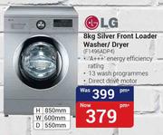 LG 8kg Silver Front Loader Washer/Dryer F1496ADP4