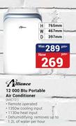 Alliance 12000 Btu Portable Air Conditioner AAC12