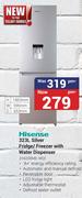Hisense 323Ltr Silver Fridge/Freezer With Water Dispenser H420BME-WD