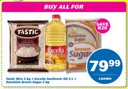Tastic Rice 2kg + Excelle Sunflower Oil 2Ltr + Sunshine Brown Sugar 2kg-Combo
