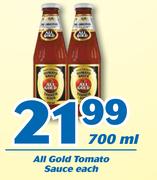 All Gold Tomato Sauce-700ml Each