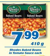 Rhodes Baked Beans In Tomato Sauce-410g Each