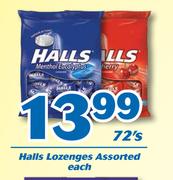 Halls Lozenges-72's Each