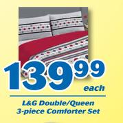 L&G Double/ Queen 3 Piece Comforter Set-Each