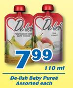 De-lish Baby Puree-110ml Each