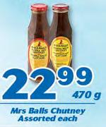 Mrs Balls Chutney Assorted-470g Each
