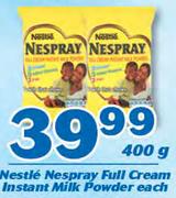 Nestle Nespray Full Cream Instant Milk Powder-400g Each