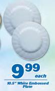 10.5" White Embossed Plate-Each
