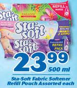 Sta-Soft Fabric Softener Refill Pouch Assorted-500ml Each 