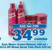 Easy Waves Creame Relaxer 250ml + Gel & Oil Sheen Spray Twin Pack 250ml Combo