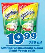 Sunlight Dishwashing Liquid Refil Pouch-750ml Each