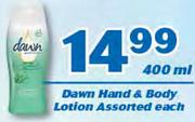 Dawn Hand & Body Lotion Assorted-400ml Each