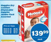 Huggies Dry Comfort Disposable Napples Jumbo Pack Assorted-Each