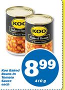 Koo Baked Beans In Tomato Sauce-410g Each