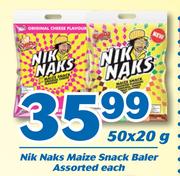 Nik Naks MaizeSnack Baler Assorted-50X20g Each