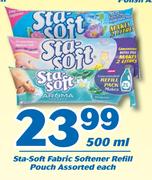 Sta-Soft Fabric Softener Refil Pouch Assorted-500ml Each