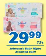 Johnson's Baby Wipes Assorted-72's Each