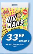 Nik Naks Baler Assorted-50 x 20g Each