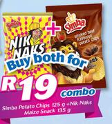 Simba Potato hips-125g + Nik Naks Maize Snack-135g Combo