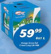 Orange Grove Full Cream Long Life Milk-6 x 1Ltr