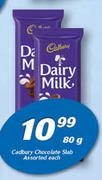 Cadbury Chocolate Slab Assorted-80g Each