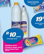 Cambridge Food Thin Bleach-750ml/All Purpose Cleaner-750ml/Fabric Softener Pouch-500ml Each