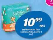 Stayfree Maxi Thick Sanitary Pads Assorted-10's Each