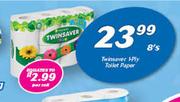 Twinsaver 1 Ply Toilet Paper-8's