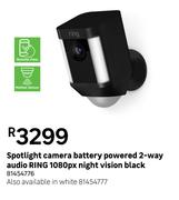 Ring Spotlight Camera Battery Powered 2 way Audio 1080px Night Vision (Black )