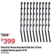 Electric Fence Bracket Flat Bar 6 Line Angled Black Pack Of 10