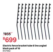 Electric Fence Bracket Tube 6 Line Angled Black Pack Of 10