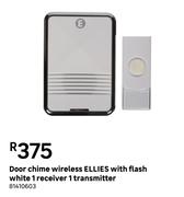 Ellies Door Chime Wireless With Flash White (1 Receiver 1 Transmitter)