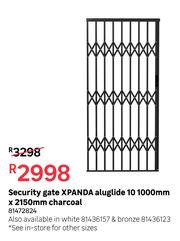 Special Xpanda Security Gate Aluglide 10 1000mm x 2150mm Charcoal