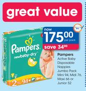 Pampers Active Baby Disposable Nappies Jumbo Pack-Per Pack