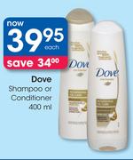 Dove Shampoo Or Conditioner-400ml Each
